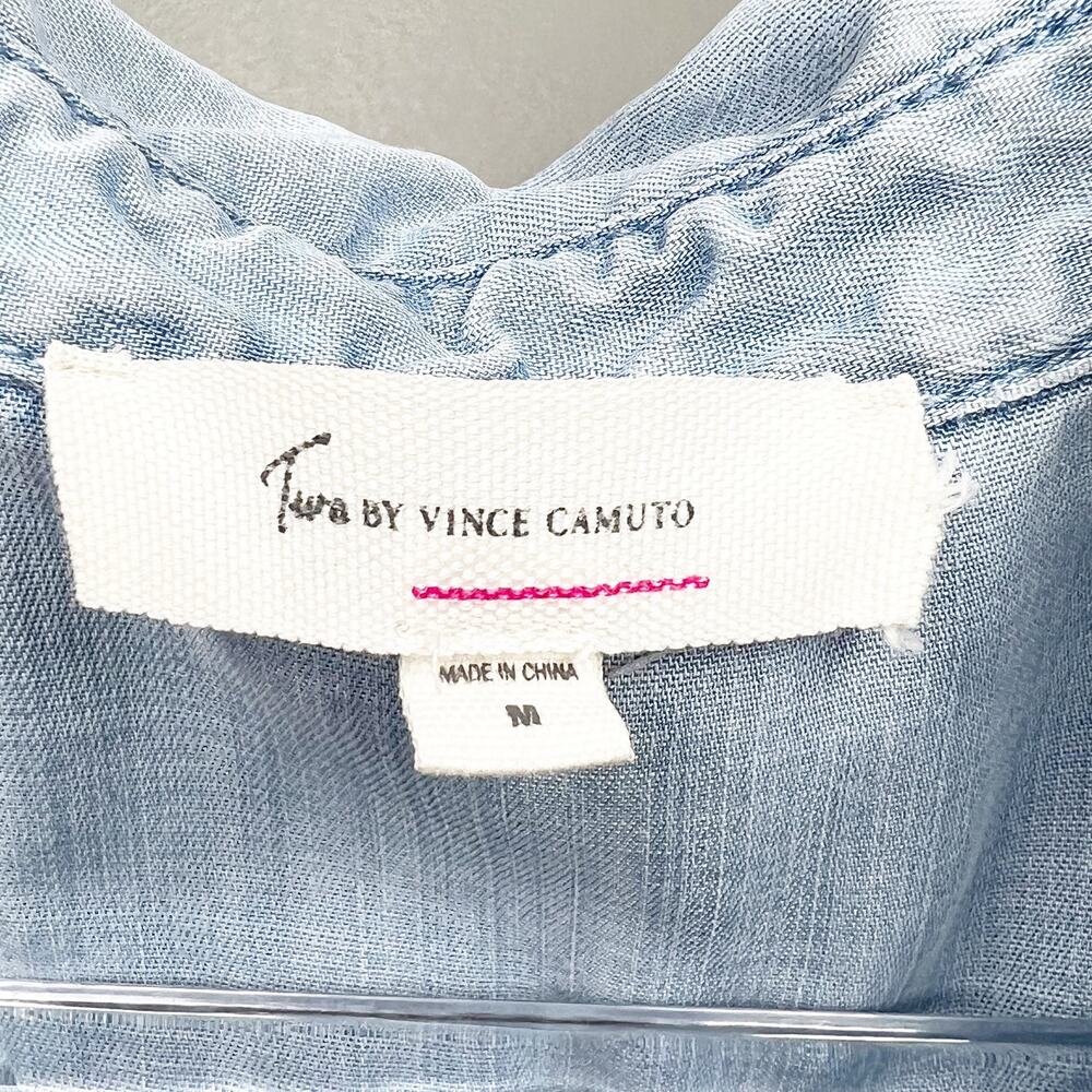 TWO by VINCE CAMUTO Sleeveless Pullover Chambray Mini Dress Light Blue Size M - Picture 4 of 7